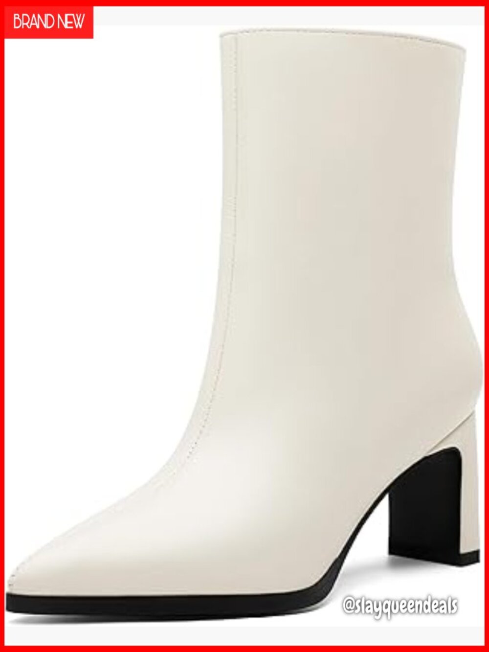 Pointed Toe Chunky Heel Ankle Booties Pull On Design 2.7 Inch Heel